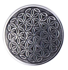Räucherstäbchenhalter rund - Blume des Lebens - weißmetall
