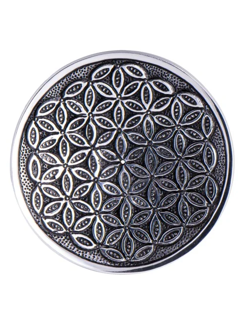 Räucherstäbchenhalter rund - Blume des Lebens - weißmetall