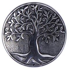 Räucherstäbchenhalter rund - Lebensbaum - weißmetall