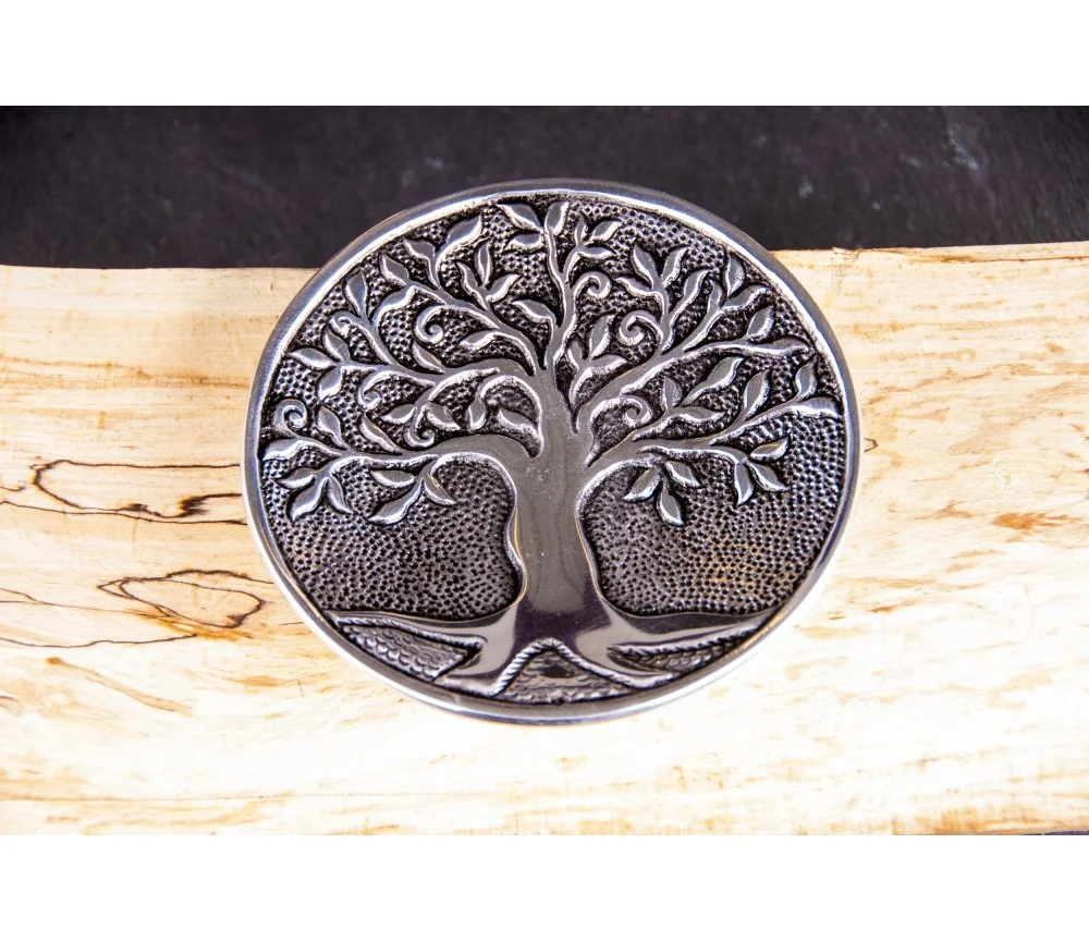 Räucherstäbchenhalter rund - Lebensbaum - weißmetall