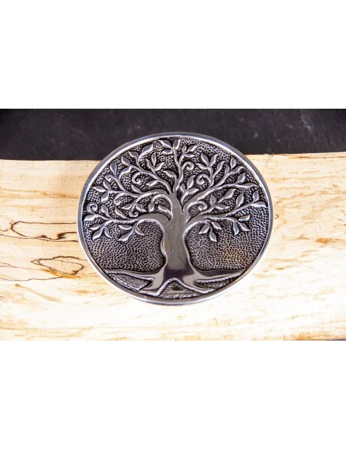 Räucherstäbchenhalter rund - Lebensbaum - weißmetall