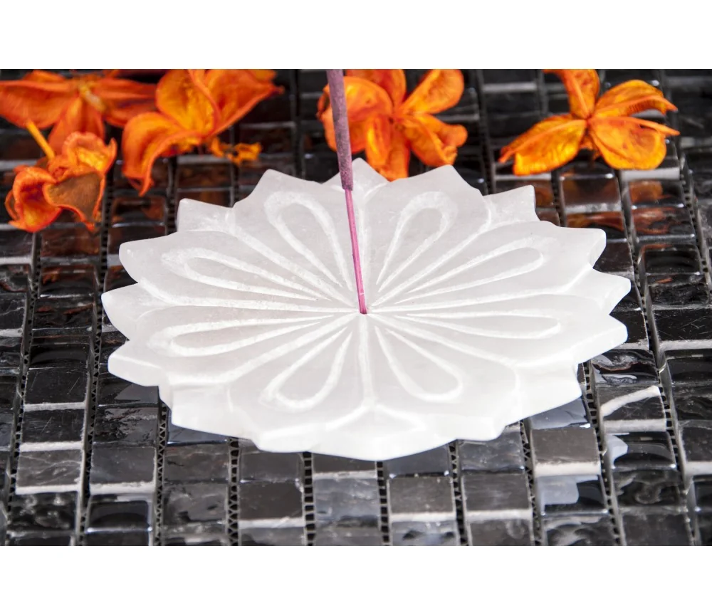 Räucherstäbchenhalter -White Lotus aus Alabaster