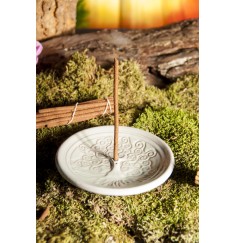 Räucherstäbchenhalter - Yggdrasil rund aus Ton  - in Türkis