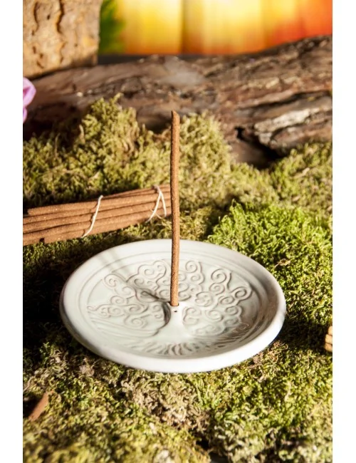 Räucherstäbchenhalter - Yggdrasil rund aus Ton - in Türkis