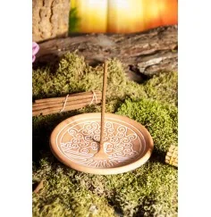Räucherstäbchenhalter - Yggdrasil rund aus Ton - in Natur