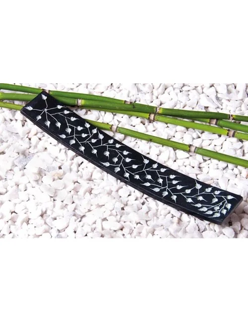 Räucherstäbchenhalter - Speckstein - Blätter graviert