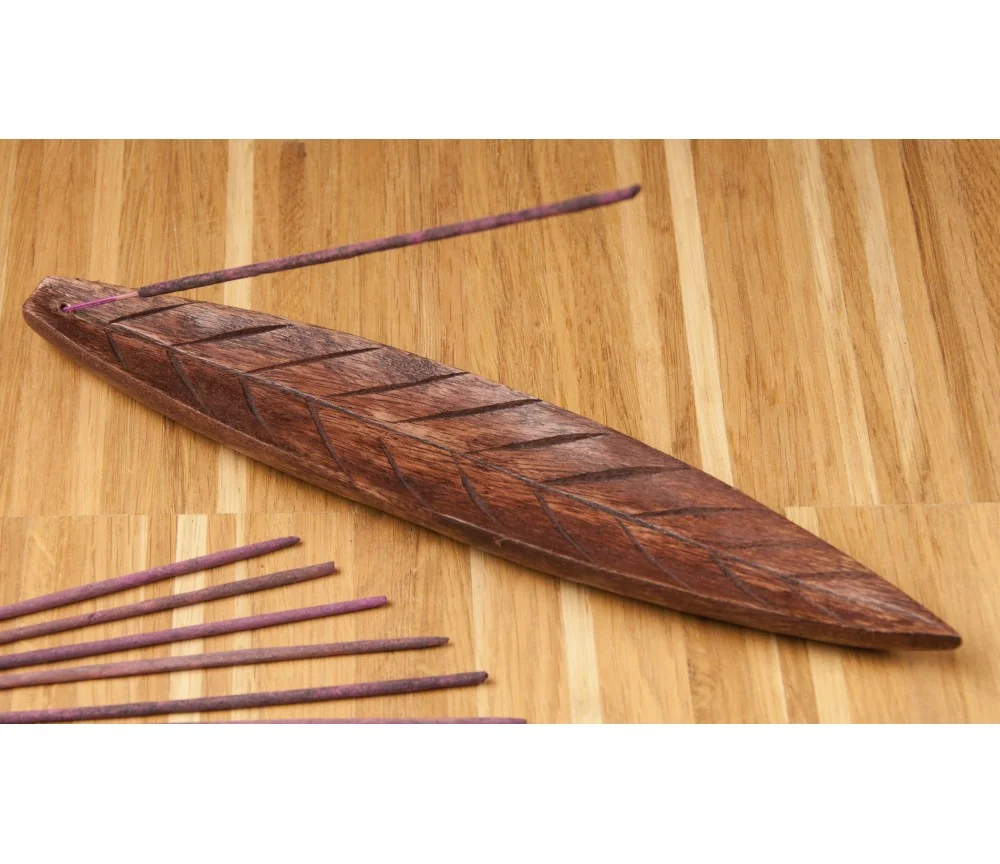 Räucherstäbchenhalter - aus Holz -brown Leaf