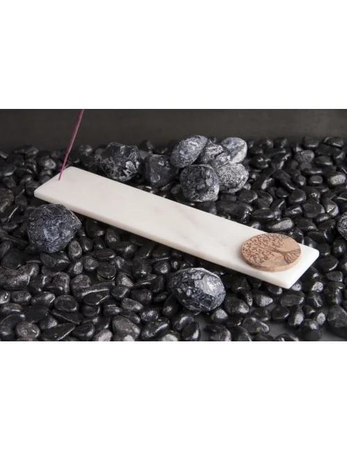 Räucherstäbchenhalter - Lang aus Marmor - mit Lebensbaum aus Holz