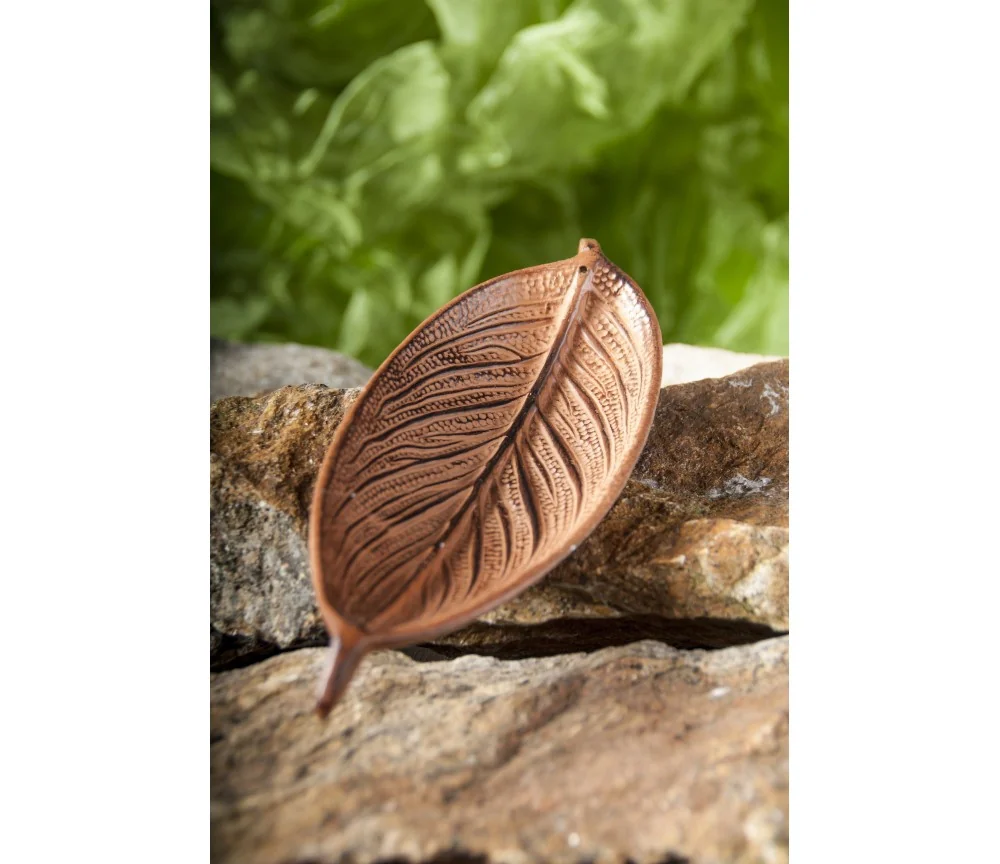 Räucherstäbchenhalter - Blatt, braun