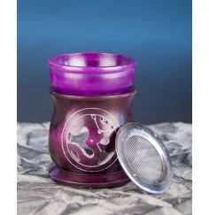 Aromalampe & Räuchergefäß in 1 "OM" mit Sieb violett aus Speckstein