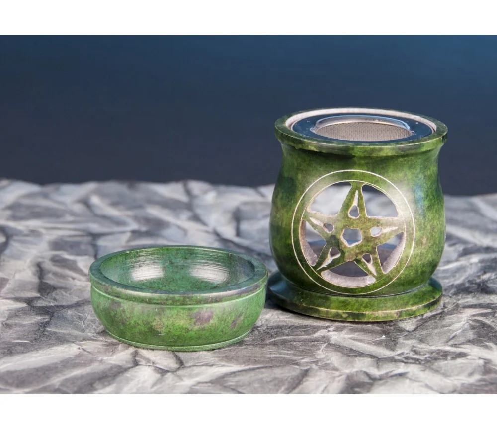 Aromalampe & Räuchergefäß in 1 "Pentagramm" mit Sieb