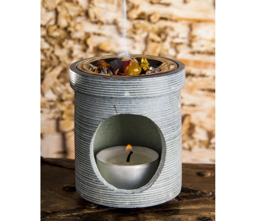 Räuchergefäß mit Sieb - "Modern Art" aus Speckstein