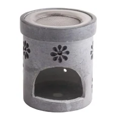 Räuchergefäß mit Sieb - "Zartes Blümlein" aus Speckstein