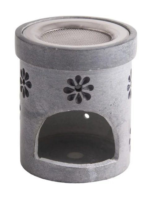 Räuchergefäß mit Sieb - "Zartes Blümlein" aus Speckstein