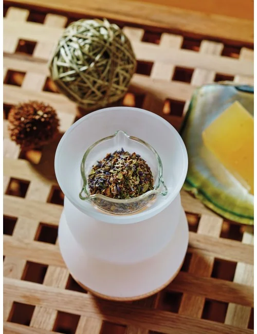 Räucher - & Duftgefäß Lucerna - mit Blumes des Lebens aus Glas