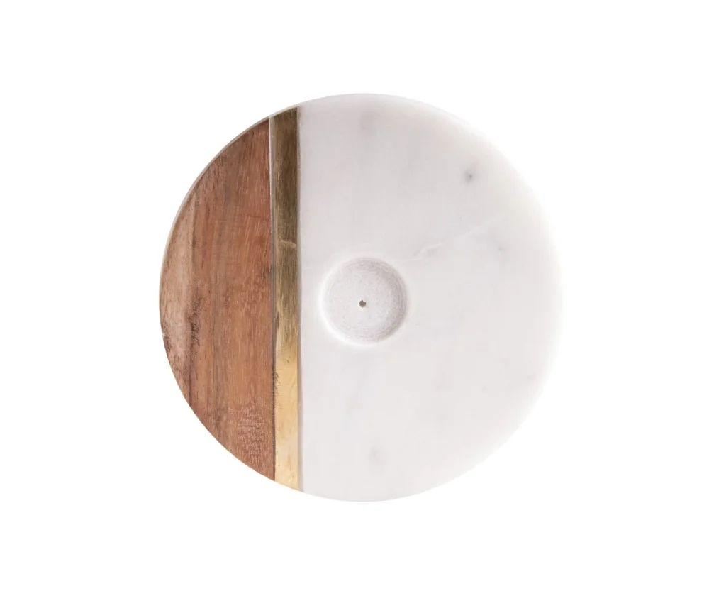 Räucherstäbchenhalter - -Design aus Marmor, Holz und Messing