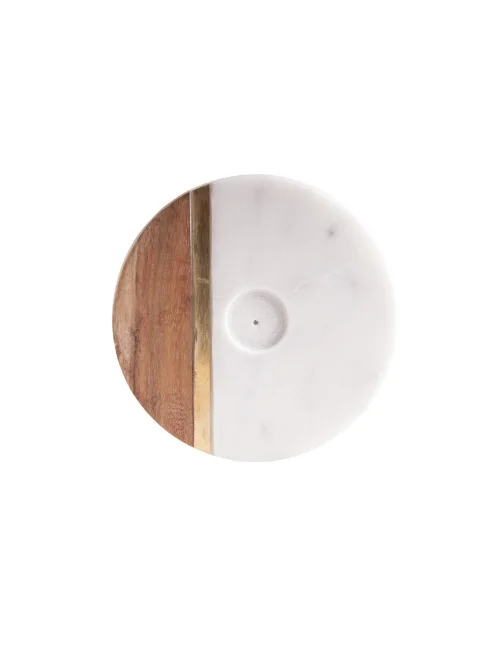 Räucherstäbchenhalter - -Design aus Marmor, Holz und Messing