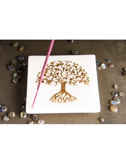 Räucherstäbchenhalter - aus Marmor - mit Blume des Lebens