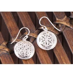 Ohrringe - Blume des Lebens 3D in Sterling Silber