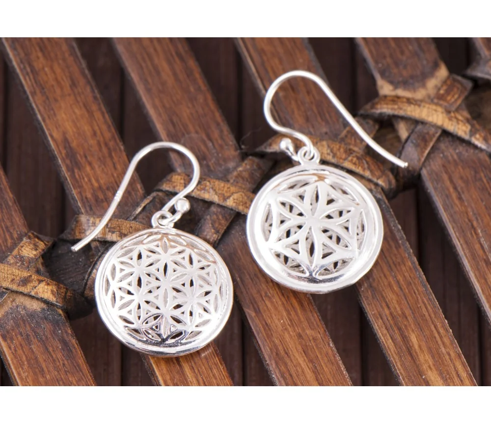 Ohrringe - Blume des Lebens 3D in Sterling Silber