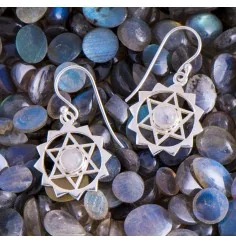 Ohrringe - Hexagramm - mit Regenbogen Mondstein