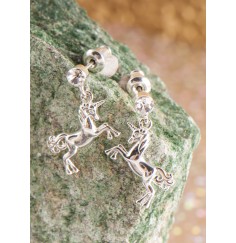 Ohrringe - Einhorn - versilbert mit Glaskristallen