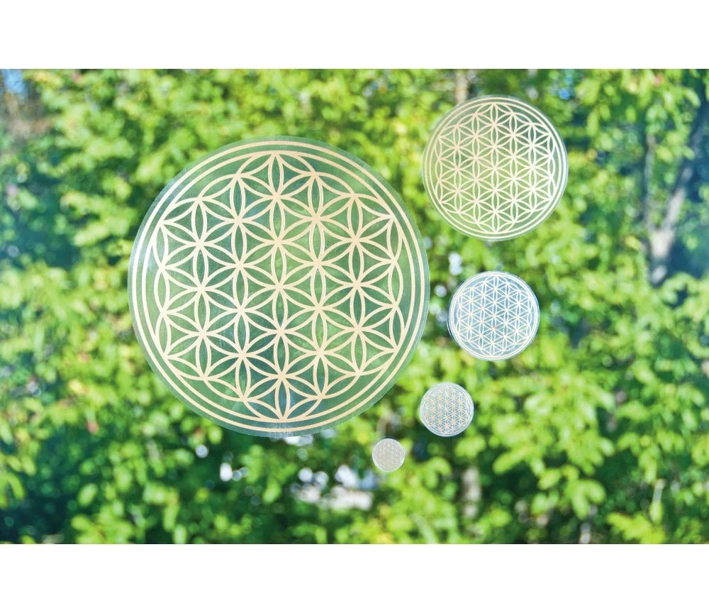 Aufkleber - Blume des Lebens - 13,5 cm - gold - stark haftend