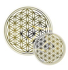 Aufkleber - Blume des Lebens - 28 cm  - gold - wiederablösbar