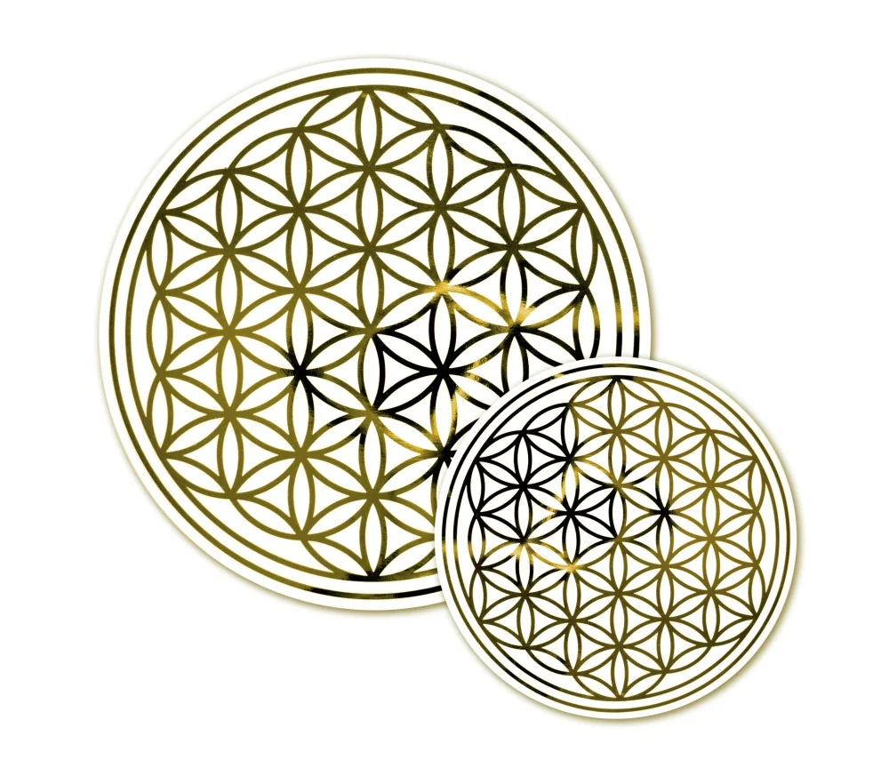 Aufkleber - Blume des Lebens - 18 cm - gold - wiederablösbar