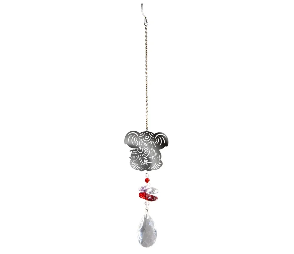 Hängende Dekoration - Suncatcher Ganesha - aus Edelstahl & Kristallen ca. 27 cm