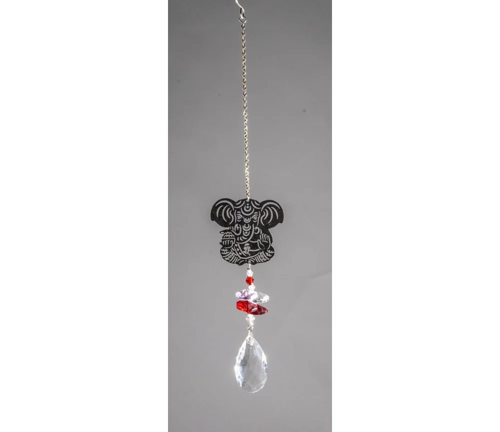 Hängende Dekoration - Suncatcher Ganesha - aus Edelstahl & Kristallen ca. 27 cm
