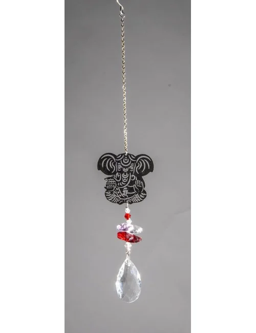 Hängende Dekoration - Suncatcher Ganesha - aus Edelstahl & Kristallen ca. 27 cm
