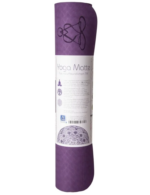 Yogamatte mit Blume des Lebens - 6 mm - TPE ecofriendly - dunkellila/zartlila
