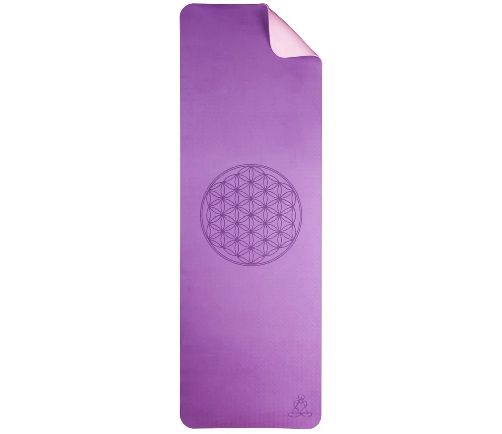 Yogamatte mit Blume des Lebens - 6 mm - TPE ecofriendly - dunkellila/zartlila