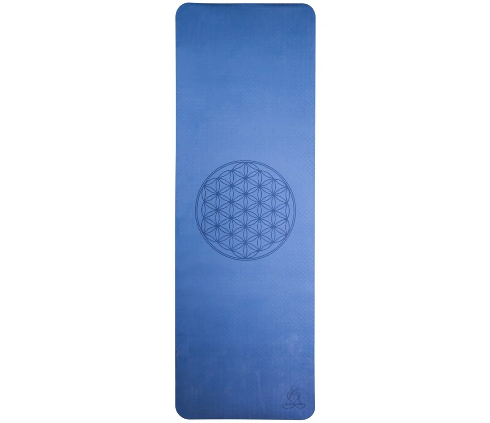 Yogamatte mit Blume des Lebens - 6 mm - TPE ecofriendly - dunkelblau/hellblau