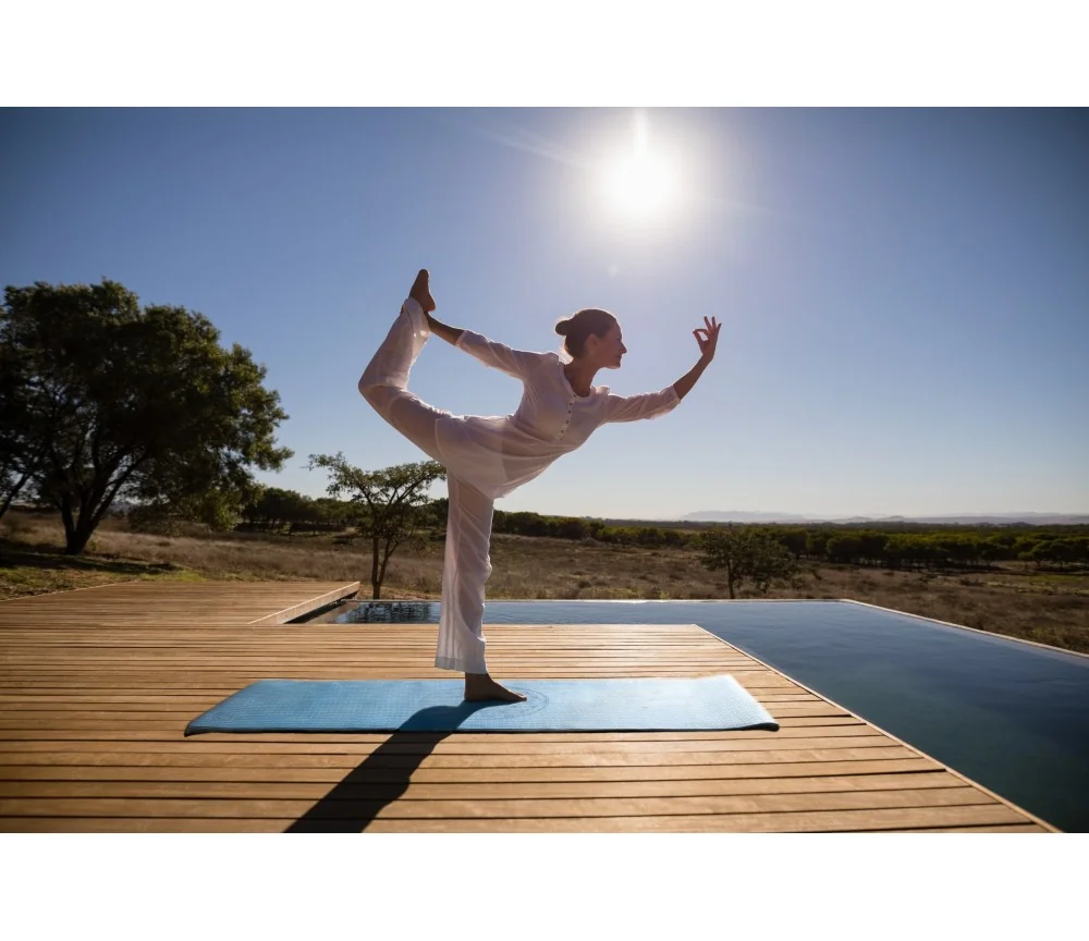 Yogamatte mit Blume des Lebens - 6 mm - TPE ecofriendly - dunkelblau/hellblau