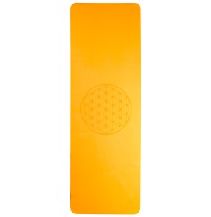 Yogamatte mit Blume des Lebens - 6 mm - TPE ecofriendly - orange/grau
