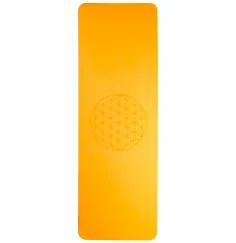 Yogamatte mit Blume des Lebens - 6 mm - TPE ecofriendly - orange/grau