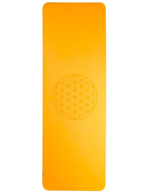 Yogamatte mit Blume des Lebens - 6 mm - TPE ecofriendly - orange/grau