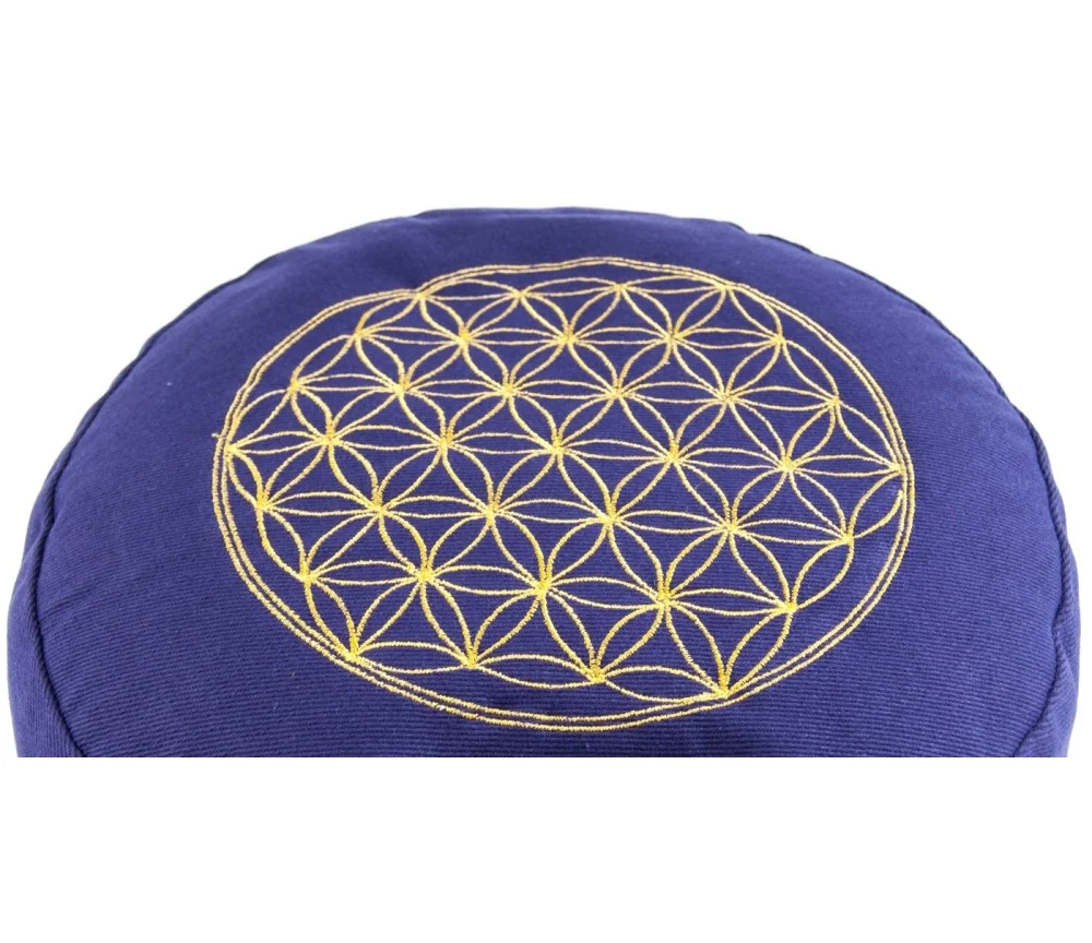 Meditationskissen - lila - Blume des Lebens - mit Buchweizen gefüllt 30 x 15 cm