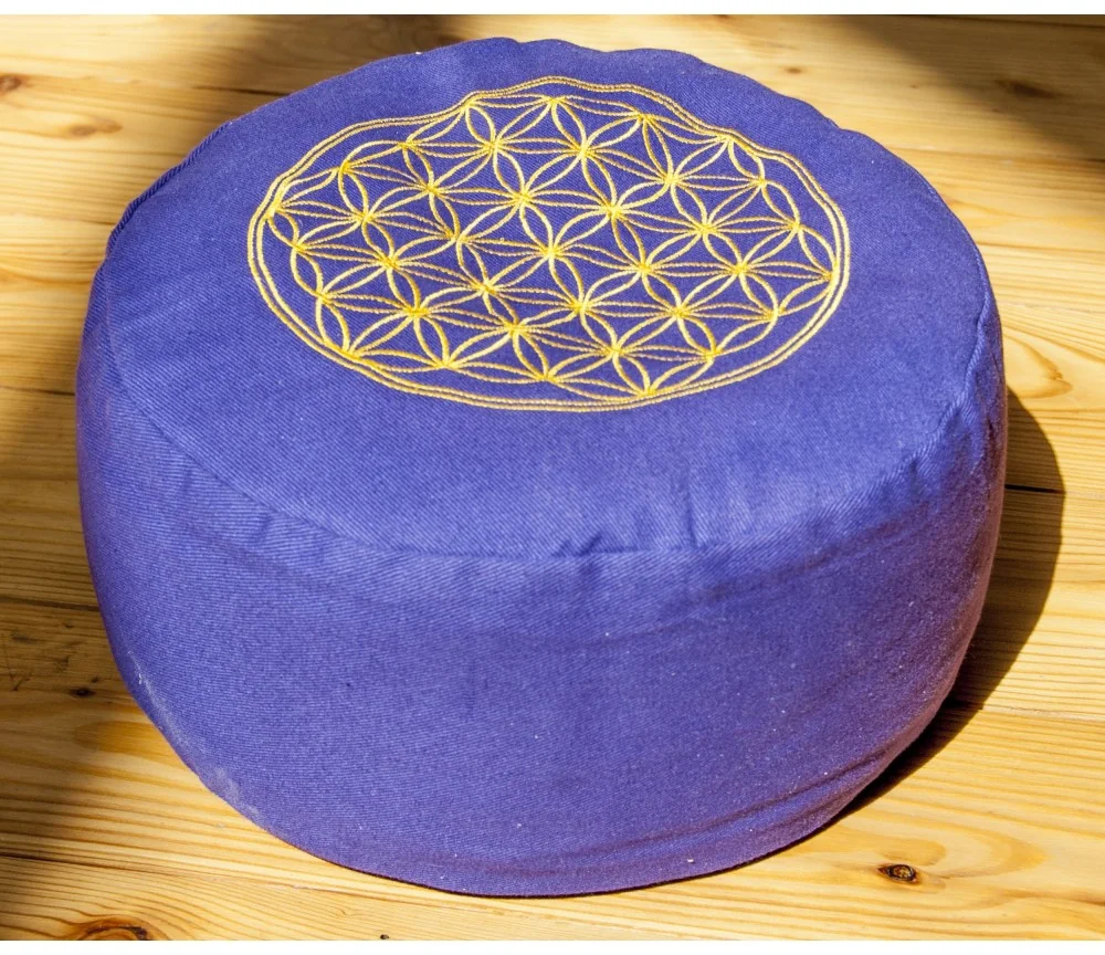 Meditationskissen - lila - Blume des Lebens - mit Buchweizen gefüllt 30 x 15 cm