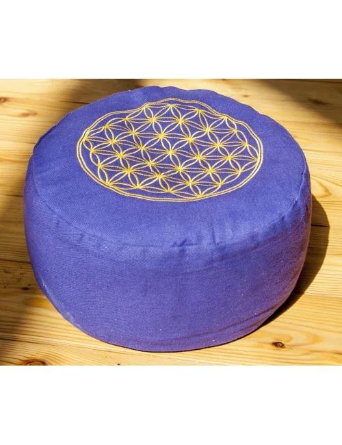 Meditationskissen - lila - Blume des Lebens - mit Buchweizen gefüllt 30 x 15 cm