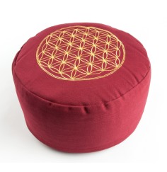 Meditationskissen - rot - Blume des Lebens - mit Buchweizen gefüllt 30 x 15 cm