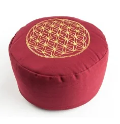 Meditationskissen - rot - Blume des Lebens - mit Buchweizen gefüllt 30 x 15 cm