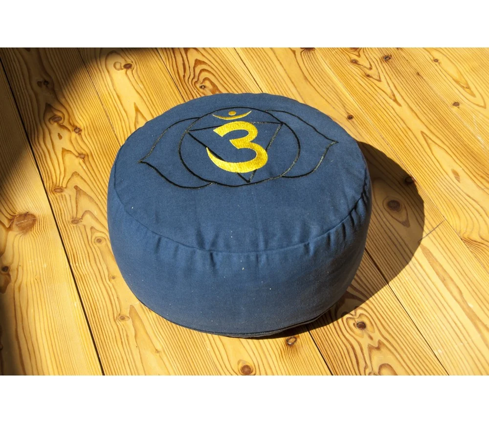 Meditationskissen -Stirnchakra - mit Buchweizen gefüllt 36 x 15 cm
