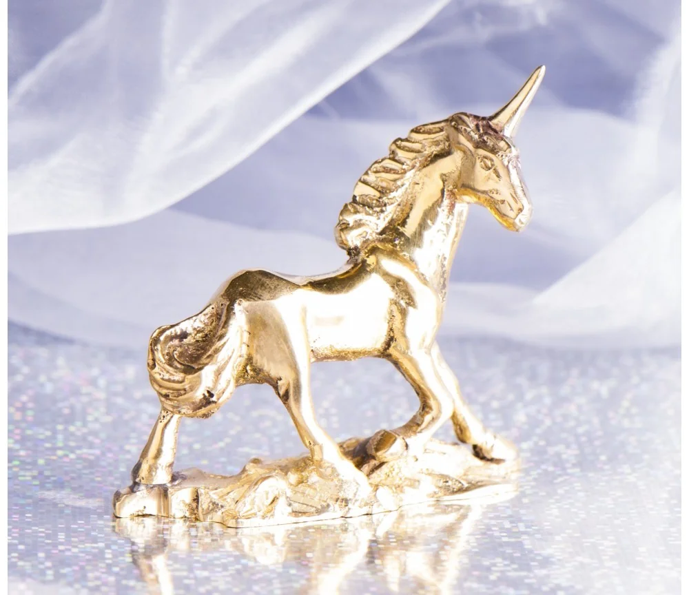 Statue - Einhorn - Messing, poliert ca.6x7cm