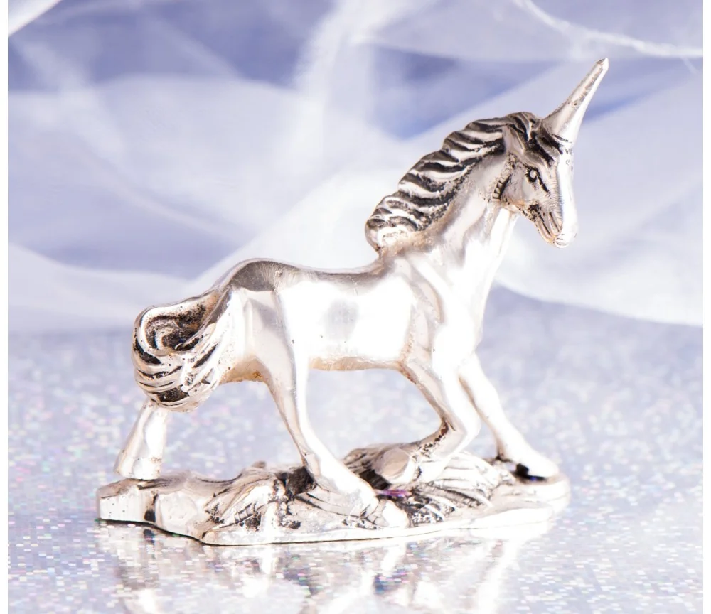 Statue - Einhorn - Messing, Messing versilbert ca.6x7cm