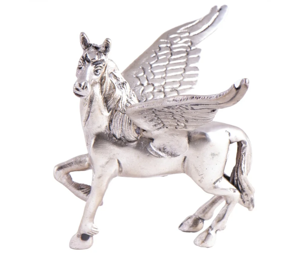 Statue - Pegasus - Messing, Messing versilbert ca.10 cm