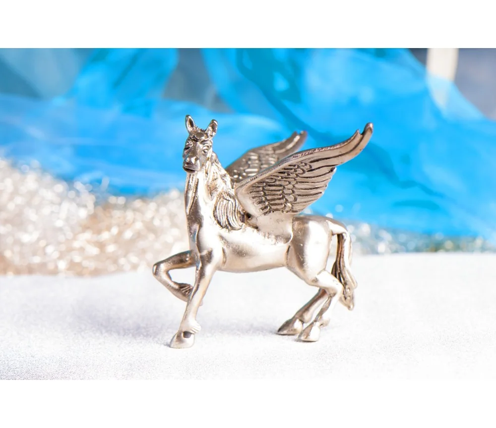 Statue - Pegasus - Messing, Messing versilbert ca.10 cm