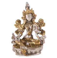 Statue - Grüne Tara versilbert ca. 9,5 cm